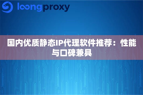 国内优质静态IP代理软件推荐：性能与口碑兼具