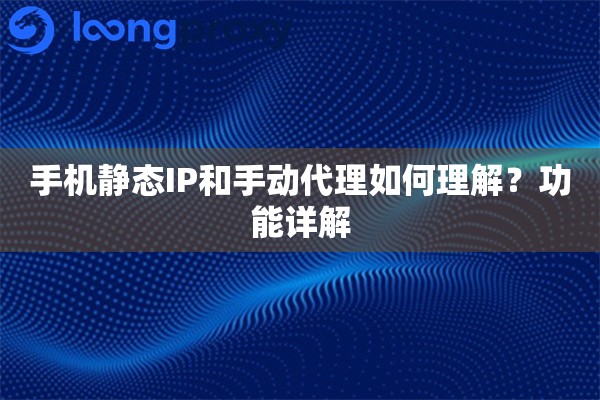 手机静态IP和手动代理如何理解？功能详解