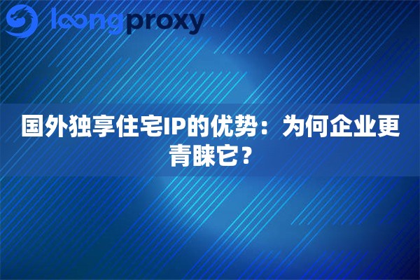 国外独享住宅IP的优势：为何企业更青睐它？