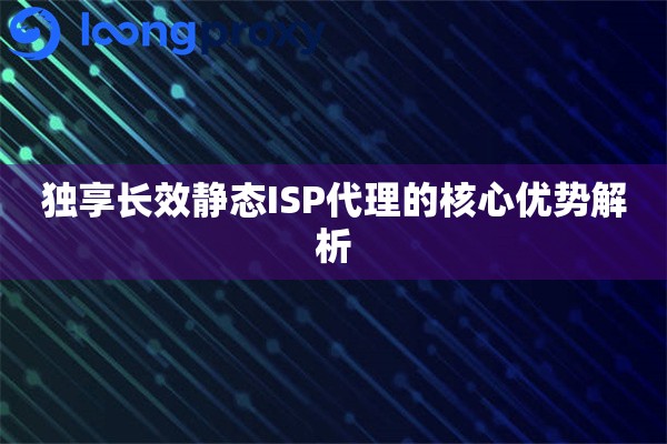 独享长效静态ISP代理的核心优势解析