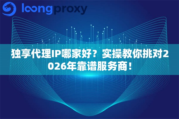 独享代理IP哪家好？实操教你挑对2026年靠谱服务商！
