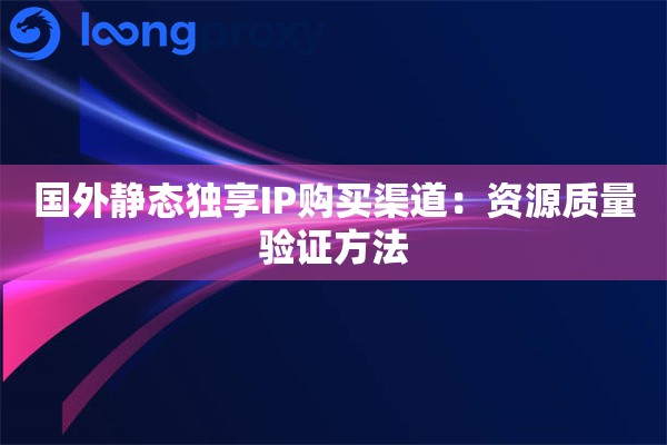 国外静态独享IP购买渠道：资源质量验证方法