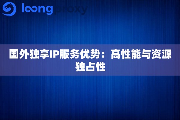 国外独享IP服务优势：高性能与资源独占性