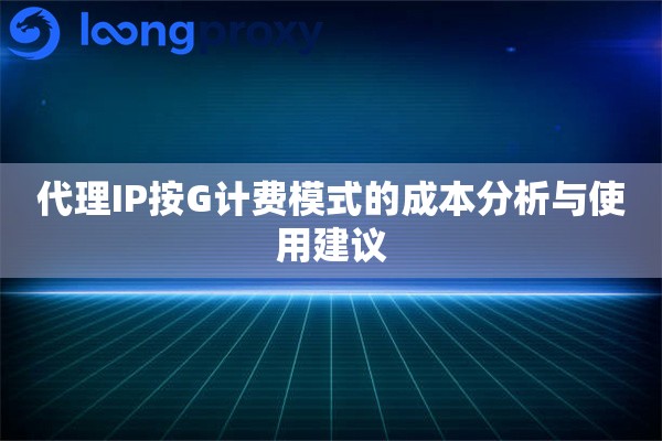 代理IP按G计费模式的成本分析与使用建议