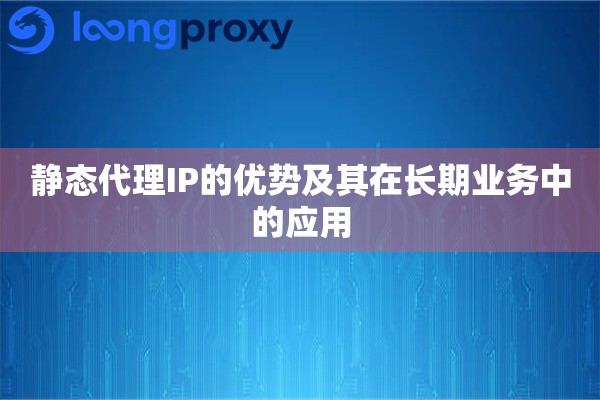 静态代理IP的优势及其在长期业务中的应用
